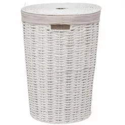ATMOSPHERA Panier à Linge 40L Rond Costa Blanc
