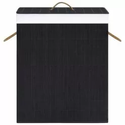 VIDAXL Panier A Linge Bambou Noir 100 L -Meuble Soldes B2CD 1042