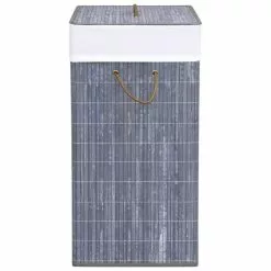 VIDAXL Panier A Linge Bambou Gris 100 L -Meuble Soldes B2CD 1050