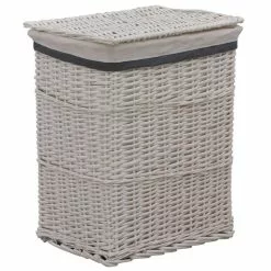 VIDAXL Panier A Linge Blanc Saule