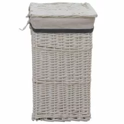 VIDAXL Panier A Linge Blanc Saule -Meuble Soldes B2CD 1062