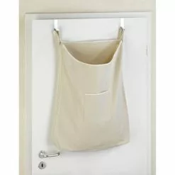 Wenko Panier à Linge à Suspendre Sur Porte Canguro - L. 52 X H. 81 Cm - Beige