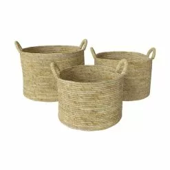 Rendez Vous Déco Paniers Iluh En Feuilles De Bananier (lot De 3) -Meuble Soldes B2CD 1093