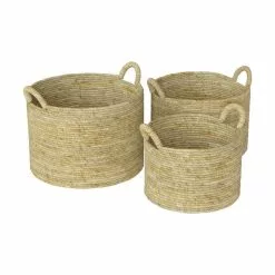 Rendez Vous Déco Paniers Iluh En Feuilles De Bananier (lot De 3) -Meuble Soldes B2CD 1094