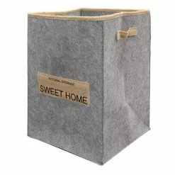 Paris Prix Panier à Linge En Feutrine Sweet Line 45cm Gris