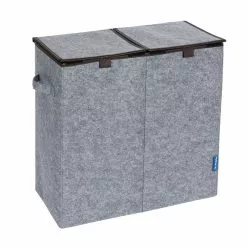 Wenko Double Panier à Linge En Feutrine Scandi - L. 52 X H. 54 Cm - Gris