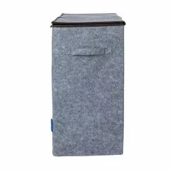 Wenko Double Panier à Linge En Feutrine Scandi - L. 52 X H. 54 Cm - Gris -Meuble Soldes B2CD 1113