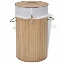 VIDAXL Panier A Linge Rond Bambou Naturel