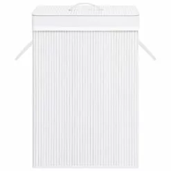 VIDAXL Panier A Linge Bambou Blanc 72 L -Meuble Soldes B2CD 1146