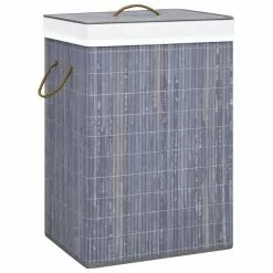 VIDAXL Panier A Linge Bambou Gris 72 L