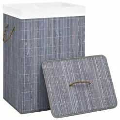 VIDAXL Panier A Linge Bambou Gris 72 L -Meuble Soldes B2CD 1173