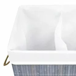 VIDAXL Panier A Linge Bambou Gris 72 L -Meuble Soldes B2CD 1176