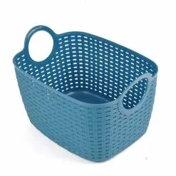 Paris Prix Panier à Linge Arrondi Tressé 6L Bleu Paon