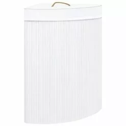 VIDAXL Panier A Linge D'angle Bambou Blanc 60 L