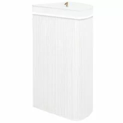 VIDAXL Panier A Linge D'angle Bambou Blanc 60 L -Meuble Soldes B2CD 1204
