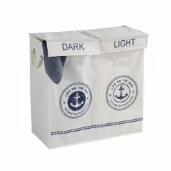 Wenko Panier à Linge Double Design Marin Sylt - L. 60 X H. 60 Cm - Beige