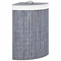 VIDAXL Panier A Linge D'angle Bambou Gris 60 L