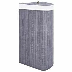 VIDAXL Panier A Linge D'angle Bambou Gris 60 L -Meuble Soldes B2CD 1237