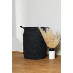 Wenko Panier à Linge Design Feutrine Tressée Trovo - Diam. 40 X H. 60 Cm - Gris Anthracite -Meuble Soldes B2CD 1243