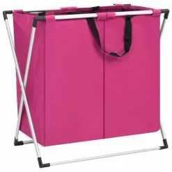 VIDAXL Trieuse A Linge A 2 Sections Rose -Meuble Soldes B2CD 1257