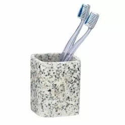 Wenko Gobelet De Salle De Bain Design Terrazzo - Gris -Meuble Soldes B2CD 1286