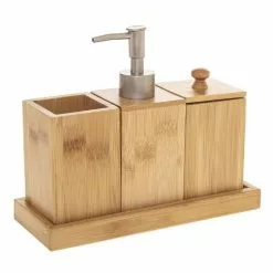 Instant D'O Coffret Accessoires De Lavabo En Bambou - 4 Pièces