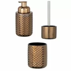 TOILINUX Set D'accessoires De Salle De Bain Design Cuivre Keo - Marron