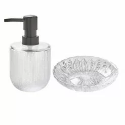 GUY LEVASSEUR Set De Salle De Bain Distributeur Et Porte Savon En Verre Ella