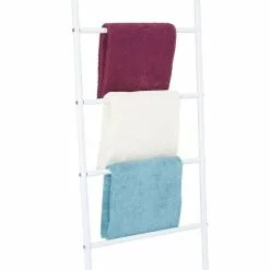 IDIMEX Echelle MORBIO Porte-serviette échelle De Décoration Avec 6 Barreaux, En Métal Laqué Blanc -Meuble Soldes B2CD 1817