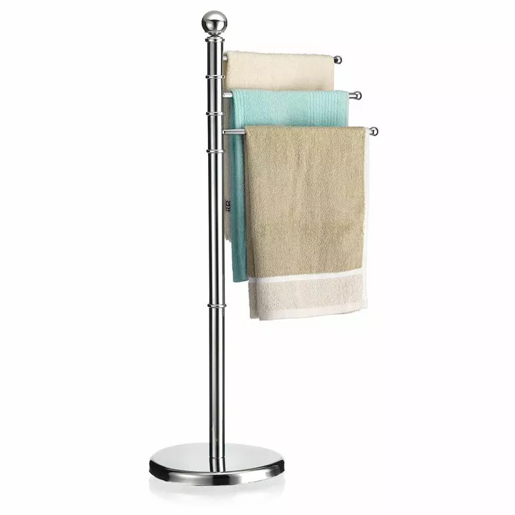 IDIMEX Porte-serviettes Sur Pied PETRA Portant Pour Vêtements Et Linge De Salle De Bain, Avec 3 Tringles Pivotantes, Structure En Métal Chr 1 IDIMEX Porte-serviettes Sur Pied PETRA Portant Pour Vêtements Et Linge De Salle De Bain, Avec 3 Tringles Pivotantes, Structure En Métal Chr