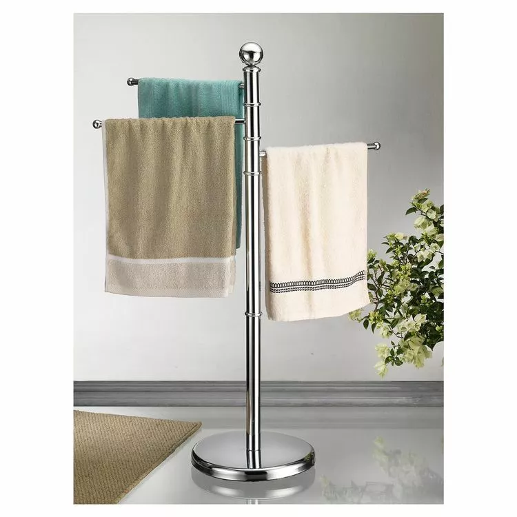 IDIMEX Porte-serviettes Sur Pied PETRA Portant Pour Vêtements Et Linge De Salle De Bain, Avec 3 Tringles Pivotantes, Structure En Métal Chr 3 IDIMEX Porte-serviettes Sur Pied PETRA Portant Pour Vêtements Et Linge De Salle De Bain, Avec 3 Tringles Pivotantes, Structure En Métal Chr – Image 3