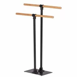 Wenko Porte-serviettes Sur Pied Forli En Acier Et Bambou - Hauteur 77,50 Cm - Noir