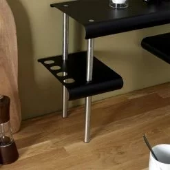 Paris Prix Étagère D'Angle De Cuisine 3 Niveaux 50cm Noir -Meuble Soldes B2CD 1855