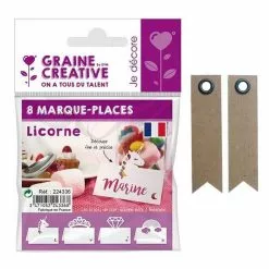 Youdoit 8 Marque-places Licorne + 20 étiquettes Kraft Fanion