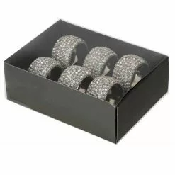 Paris Prix Lot De 6 Ronds De Serviette Diamant 6cm Argent