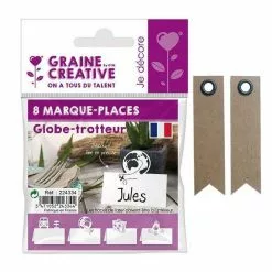 Youdoit 8 Marque-places Globe-trotteur + 20 étiquettes Kraft Fanion
