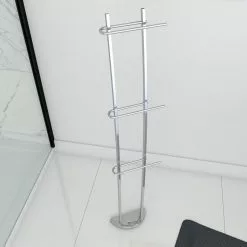Galedo Porte Serviette Sur Pied En Métal Avec 3 Barres Fixes