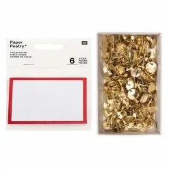 Youdoit 6 Marque-places Blancs Et Rouges + 150 Punaises Dorées