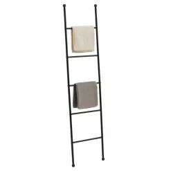 IDIMEX Echelle CASTEL Porte-serviette échelle De Décoration Avec 5 Barreaux, En Métal Laqué Noir