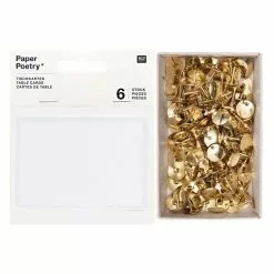 Youdoit 6 Marque-places Blancs Pailletés + 150 Punaises Dorées