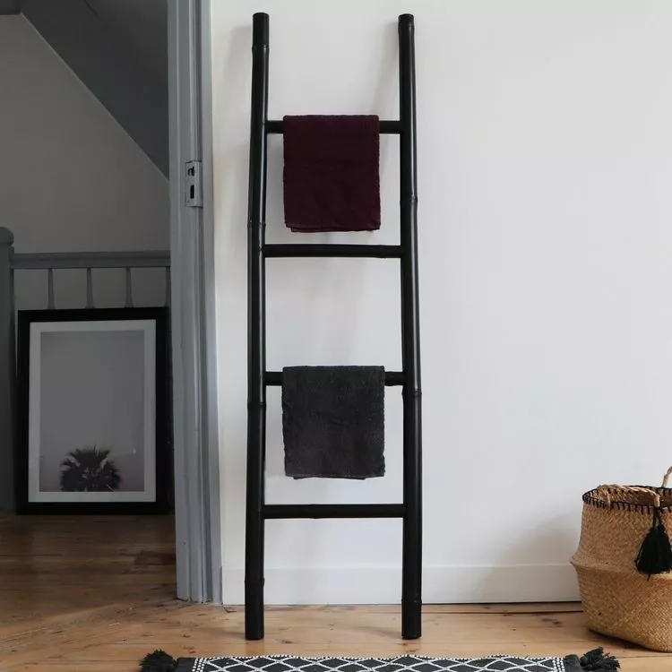 BOIS DESSUS BOIS DESSOUS Echelle Porte-serviette En Bambou Noir 1 BOIS DESSUS BOIS DESSOUS Echelle Porte-serviette En Bambou Noir