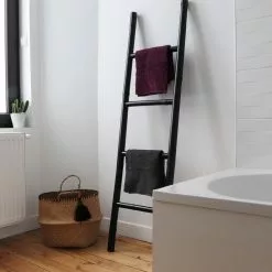 BOIS DESSUS BOIS DESSOUS Echelle Porte-serviette En Bambou Noir 6 BOIS DESSUS BOIS DESSOUS Echelle Porte-serviette En Bambou Noir -Meuble Soldes B2CD 2008