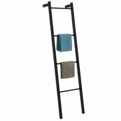 IDIMEX Echelle BERTOLA Porte-serviette Avec 4 Barreaux, En Métal Laqué Noir
