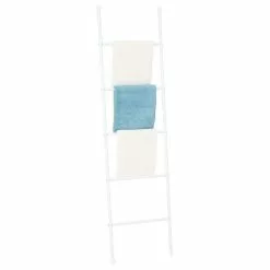 IDIMEX Echelle CASTEL Porte-serviette échelle De Décoration Avec 5 Barreaux, En Métal Laqué Blanc