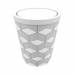 Aurlane Poubelle à Couvercle Oscillant Capacité 5L - WHEELTOP GEOMETRIQUE Et BLANC MAT -Meuble Soldes B2CD 2186