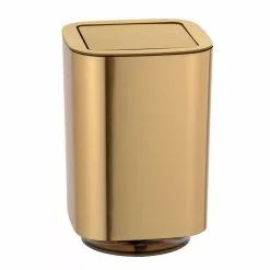 Wenko Poubelle à Couvercle Oscillant Design Auron - 5,5 L - Doré