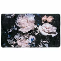 Wenko Tapis De Baignoire Antidérapant Fleurs Peony - L. 70 X L. 40 Cm - Noir