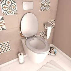 Meuble Soldes 31 Galedo Abattant WC - En MDF Avec Charnières En Métal Réglables - WHISY SILVER