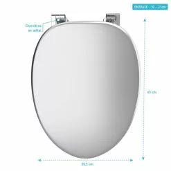 Galedo Abattant WC - En MDF Avec Charnières En Métal Réglables - WHISY SILVER -Meuble Soldes B2CD 27