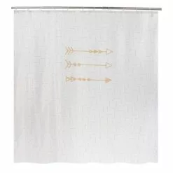ALLIBERT Rideau De Douche Design Ethnique ARROW GOLD - 180 X 200 - Blanc
